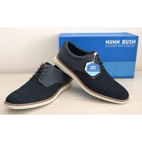 Nunn Bush 85073-492 Men's Sz 12M Navy Multi Chase Knit Plain Toe Oxfords - Picture 1 of 12